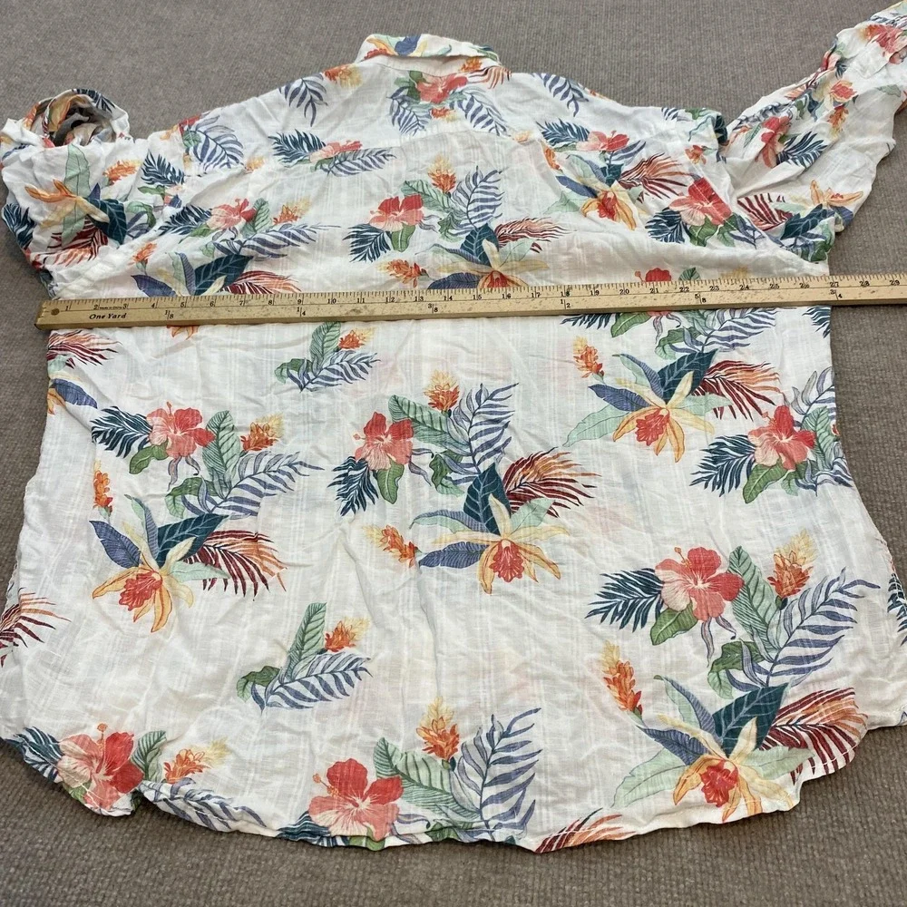Tommy Bahama Relax Shirt Mens 2XL Multicolor Floral Linen Hawaiian Long Sleeve